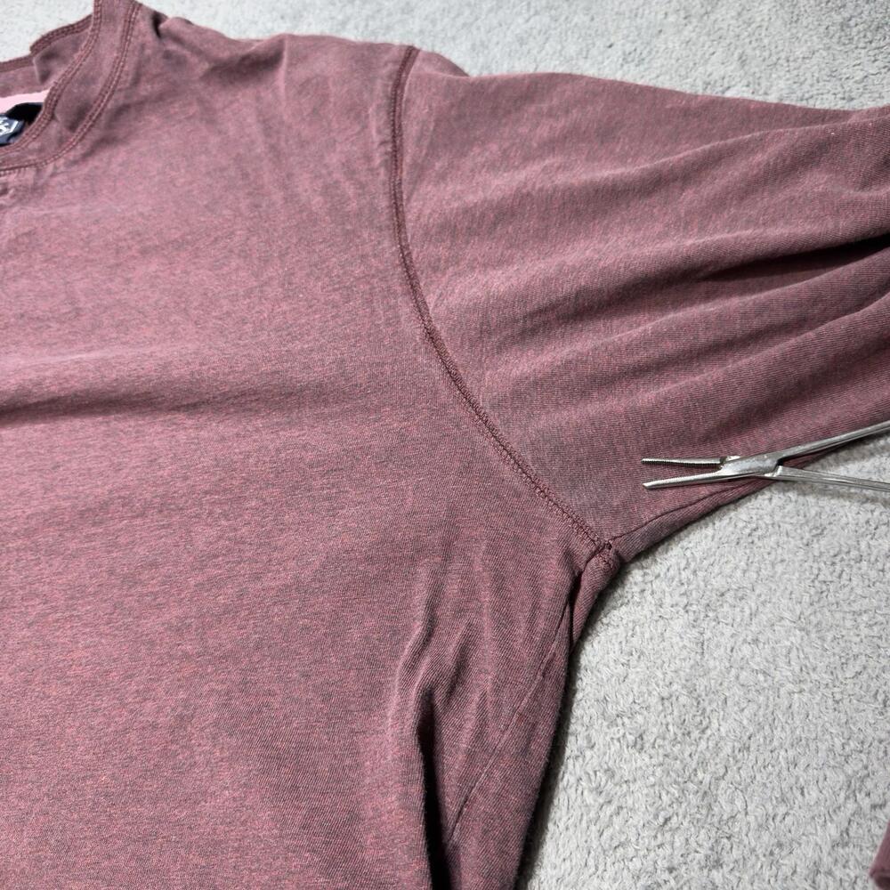 Maroon Henley Shirt Mens 2XL Big Man 3 Button Knit LS Worn In - Basic Editions - Picture 5 of 11